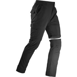 Men's Convertible Hiking Pants Zip Off Quick Dry Lightweight Safari Travel Camping Fishing Cargo Outdoor Pants (32, Black)