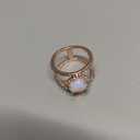 Bohemia Irregular Moonstone Ring - 14K Rose Gold Plated Zircon & Opal Diamond Ring - Transparent Elegant Moonstone Engagement & Cocktail Wedding Band (Size 9)
