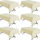 sancua 6 Pack Beige Tablecloth 60 x 102 Inch, Rectangle Table Cloth for 6 Feet Tables - Stain and Wrinkle Resistant Washable Polyester Table Cover for Dining Tables, Buffet Parties and Camping