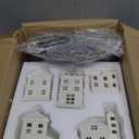 Ceramic Christmas Village Houses 5 Pcs White Houses & 9 Pcs Trees & Fake Snow Farmhouse Christmas Decorations Indoor for Home Table Mantle Fireplace