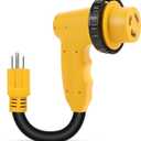 RV 30 Amp to 110 Adapter with Locking Connector, 30 Amp to 15 Amp RV Adapter, NEMA 5-15P to NEMA L5-30R Electrical Power Adapter with Upgraded Grip Handle, ETL Listed