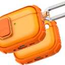 AMAZINGTHING for AirPods Pro 3 [Titan PRO Guardian] Case, MagSafe and Apple Watch Charger Compatible, X-Cushion PRO 7 Shock-Absorbing Defense, One-Click Locking Lid, Carabiner Included, Orange