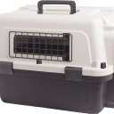 FOURPAW Plastic Dog/Cat Crate Portable Travelling Pet Kennel Without Wheel for Dogs/Cats, Small, Tan