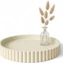 13" Round Concrete Tray for Coffee Table Decor,Modern Gray Centerpiece Decorative Home Table Serving Tray for Living Room,Office,or Dining Room - Durable and Stylish (Cream)