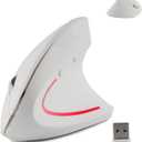Wireless Mouse Ergonomic Vertical Ergo High Presion Optical Lightweight Cordless LED Light Cute Wireless Mice for Laptop Computer Mac Office Girl Boy Women Men Gift,800/1200/1600 DPI,6 Buttons (White)