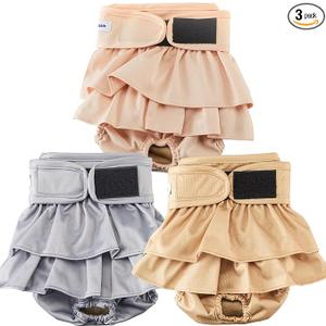Reusable Dog Diapers Female Washable, Premium Doggie Diaper for Dogs, Pack of 3, Highly Absorbent Small Dog Diaper for Heat, Incontinence and Puppy Training(S)