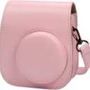 Pocoukate Case for Fujifilm Instax Mini 12, 11, 9, 8, PU Leather Case with Adjustable Shoulder Strap, Universal Cover Precise Hole Design for Mini 12, 11, 9, 8 (Pink)