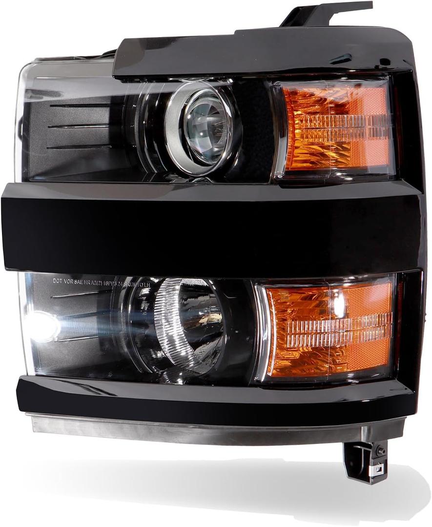 Headlights Assembly Compatible with Chevy Silverado 2500HD 2015-2019,Headlamp Halogen Driver Side Replacement GM2502439 84388596Black