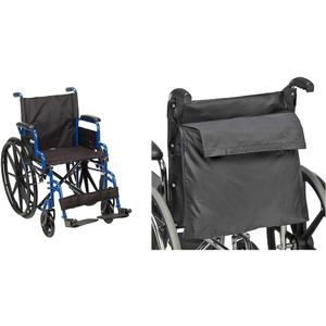 Drive Medical Blue Streak Ultra-Lightweight Wheelchair with Flip-Backs Arms & Swing-Away Footrests & DMI Wheelchair Bag Provides Storage on Wheelchairs and Transport Chairs for Elderly and Disabled