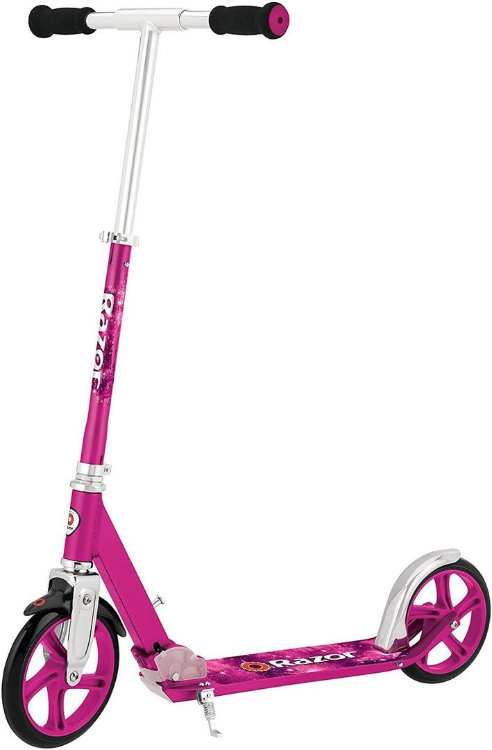 Razor A5 Lux Kick Scooter for Kids Ages 8+ - 8" Urethane Wheels, Anodized Finish Featuring Bold Colors and Graphics, for Riders up to 220 lbs, Pink