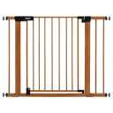 BABELIO 29-40" Metal Baby Gate with Black Wood Pattern, Auto Close Dog Door for The HouseStairs and Doorways, Pressure Mounted Pet Barrier, with Wall Protectors and Extenders (30" Tall, 29-40" Width)