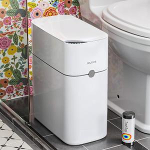 3 Gallon Motion Sensor Bathroom Trash Can Automatic Touchless with Lid, 2nd Gen Smart Slim Small Garbage Can (6" W x 11" L x 13" H)