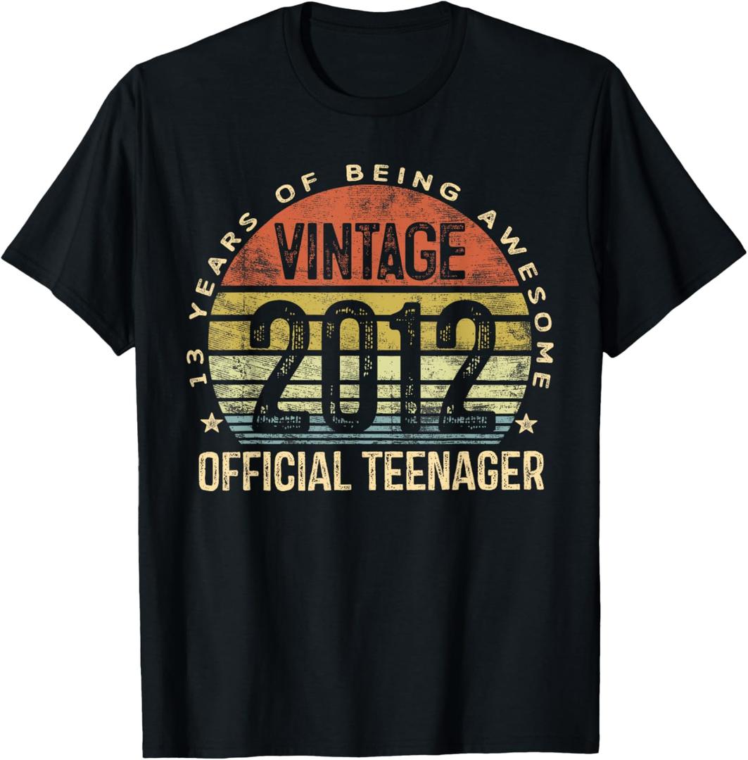 Vintage 2012 Official Teenager 13th Birthday Gifts 13 Yr Old T-Shirt