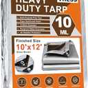 Tarps Heavy Duty Waterproof 10’ X 12’, 10 Mil Multipurpose Poly Tarp Cover, tarp Waterproof UV Resistant Tear&Fade Resistant, Outdoor Tarpaulin for Roof, Camping, Patio, Pool, Boat, Car