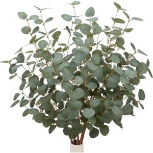 6 Pcs 27" Eucalyptus Stems Greenery Stems Eucalyptus Leaf Spray in Green Silk Plastic Plants Floral Artificial Plants for Home Party Wedding Decoration(Dark Green)