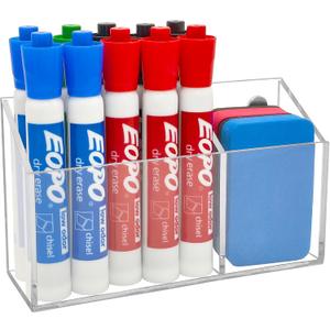 Acrylic Magnet Pen Holder for Whiteboard,Magnetic Dry Erase Marker Holder,Classroom Organization Marker Holder Pencil Cup Holder for School,Fridge, Door, Desk,Whiteboard