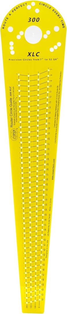 Jasper 300 XLC Circle Cutter Router Jig - Router Circle Cutting Jig Cuts Perfect Circles from 7” to 52 ¾” D - Circle Guide Kit Tool Includes Centering Disc & Pivot Pins - Fits Most Popular Routers