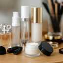 10Packs 10ml/0.33Oz Empty Frosted Glass Cosmetic Containers Refillable Sample Glass Jars with Leak Proof Black Lids Small Round Makeup Bottles for Lip Scrub Balm Lotions Sample Eye Creams DIY