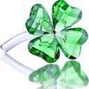 HDCRYSTALGIFTS Crystal Flower Dreams Four-Leaf Clover Figurine Collectibles Green Crystal Glass Statue Ornament Lucky St Patricks Day Gift for Women Car Table Shelf Decorations,Green