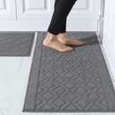 COSY HOMEER 48x20 Inch/30X20 Inch Kitchen Rug Mats Made of 100% Polypropylene 2 Pieces Soft Kitchen Mat Specialized in Anti Slippery and Machine Washable (Grey) (48"x20"+ 30"X20")