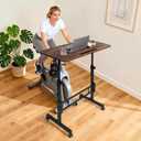 Standing Desk Adjustable Height, Rolling Walking Pad Desk, Small Mobile Table with Wheels, Portable Stand Up Table for Standing or Sitting, Size 31.5x15.7 Inch Rustic