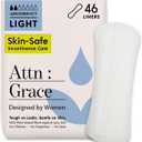Attn: Grace Panty Liners for Women - 46 Liners  for Light Urinary Incontinence, Bladder Leakage or Postpartum - 100% Breathable & Plant-Based Materials Active Odor Control - Free from Harsh Chemicals