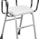 Drive Medical 12455 Adjustable Height Stool with Back and Arms White