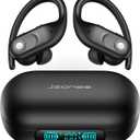 Jzones Wireless Earbuds Bluetooth Headphones 130Hrs Playtime with 2500mAh Wireless Charging Case LED Diaplay Hi-Fi Waterproof Over Ear Earphones for Sports Running Workout Gaming (Black)