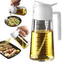 TrendPlain 16oz/470ml Glass Olive Oil Sprayer for Cooking – 2 in 1 Olive Oil Dispenser Bottle for Kitchen Gadgets and Air Fryer Accessories, Salad, BBQ - White