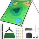 Golf Chipping Game Set  Portable Golf Practice Mat with 28 Balls, 2 Putters, Putting Mat & Carry Bag  Indoor Outdoor Backyard Golf Set for Kids, Dads & Family Fun