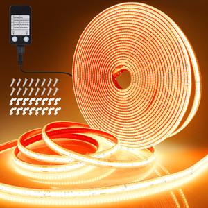 OMIKA 33FT 3200 LED COB LED Strip Lights Outdoor Waterproof, 2700K Warm White Plug in Strip Light PVC Casing Tape Light Flexible with Self-Adhesive Timer Dimmable for House Garden Camping DIY