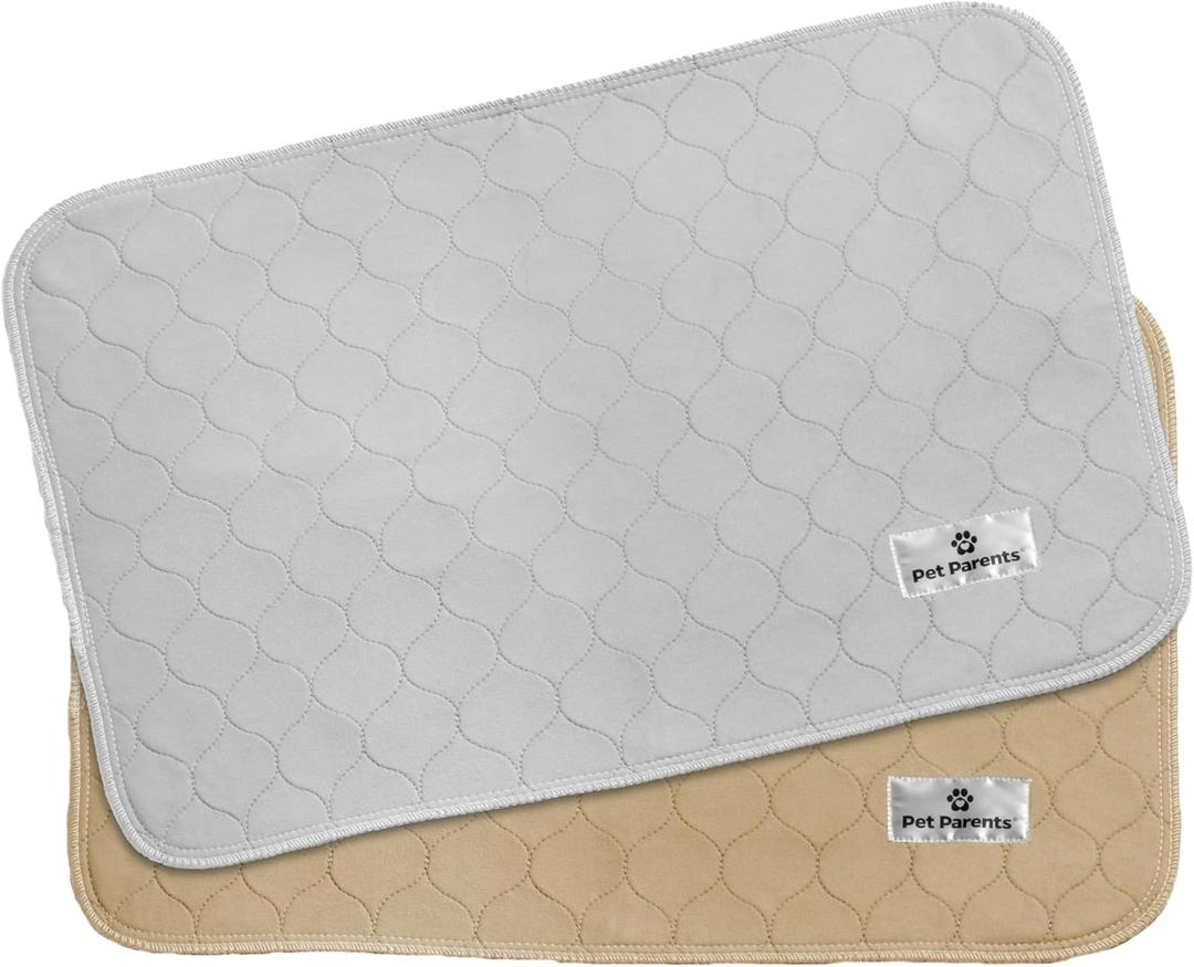 Pet Parents Pawtect Pads Washable Dog Pee Pads (2pack) of 18x24 Premium Pee Pads for Dogs, Waterproof Training Pads for Dogs & Reusable Dog Pee Pads! Whelping & Modern Puppy Pads! (Grey & Beige)