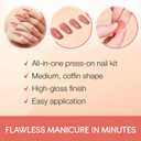 2 x Ardell Nail Addict Naked Maven, Press On Nails, Medium Coffin Shape, Nail Kit, 1-Pack (Solid Nude)