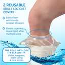 100% Waterproof Cast Covers for Shower Leg - 2pk - Tight Seal - Reusable Adult Half Leg Cast Protectors - Knee, Ankle, Foot - After Surgery Bandage and Dressing Cast Bag for Wounds and Burns