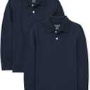 The Children's Place Boys Uniform Long Sleeve Pique Polo (Medium, Nautico 2-pack)