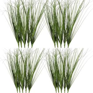 20PCS Fake Grass Filler Decor Artificial Grass Plants Outdoor Faux Plants Artificial Tall Shrubs Wheat Grass Greenery Stems UV Resistant Onion Grss For Outdoor Indoor Vase Planters Home Decor, Green