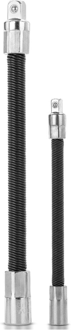 Bates- Flexible Extension Bar Set, 2 pcs, 1/4" & 3/8" Drives, Flexible Drill Bit Extension