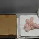 Paterr 6 Pack Personalized Wedding Canvas Tote Bags for Women with Pom Poms DIY Blank Bridesmaid Bag Gifts with Handles (White, Light Pink)