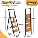 HBTower 4 Step Ladder, Lightweight Aluminum Folding Step Stool
Anti-Slip Wide Pedal, 330lbs Capacity Step Ladder for Household Kitchen Office, BlackWoodgrain