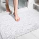 Yimobra Large Bathroom Rug Non Slip 36x24 Inch, Extra Thick Soft Absorbent Chenille Bath Mat, Machine Washable Quick Dry Bath Rugs for Bathroom Floor, Tub and Shower, Home Decor Accessories, White