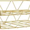 PAG 2 Packs Desktop File Organizer Metal Stackable Horizontal Letter Tray Paper Holder Rack, Gold