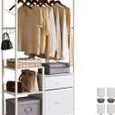 Aibiju Clothes Rack for Hanging Clothes, 2 Drawers, Heavy Duty Garment Racks with Shelves, Clothes Rack with Hanging Hooks, White YD-TM080W