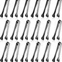 18 Pack Premium Small Serving Tongs, Mini Stainless Steel Appetizer Tongs Black 4.33Inch
