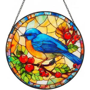 Stained Glass Window Hanging Suncatcher Tree Stained Glass Panel, Decorative Window Sun Catcher for Home,Stained Glass Art Ornament Gifts for Mom, Grandma, Housewarming