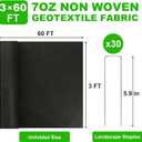 7oz Non Woven Geotextile Fabric with Stakes for French Drains, 3x60FT High Permeability Drainage Fabric Heavy Duty Landscape Fabric for Gravel Grid, Garden, Flower Beds, Weed Control, Erosion Control