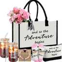 Thyle 6 Pcs Graduation Gifts for Her 2026 College Congratulations Grad Gifts for Women and So the Adventure Begins Tote Bag Makeup Bag Socks Bracelet Card Cup for Women High School Daughter Friends