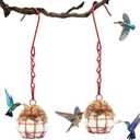Bird Nesting Material, 2 Pack Refillable Hummingbird Nesting Material Cage Holder with Natural Cotton for Hummingbird Nest, Gift for Bird Lover, Nesting Balls Birds for Outdoor Hanging