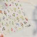 Flower Nail Art Stickers 5D Embossed Flower Nail Stickers Floral Nail Decals Self Adhesive Daisy Nail Art Stickers Decals Spring Nail Art Supplies for Women DIY Manicure Nail Art Decorations