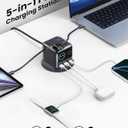 JOYROOM 5-in-1 USB C Charging Station, 140W Ultra-Fast 5-Port Desktop Charger with Dual Retractable 100W USB-C Cables (2.6ft), 1.54 Smart LCD Power Display for MacBook, iPhone, Home & Office