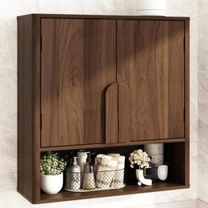 RUSTOWN Wall Mounted Bathroom Cabinets with Rounded Edges & Curved Handles | Adjustable Shelf, 3-Tier Over The Toilet Storage Cabinets, Modern Medicine Cabinet for Laundry Kitchen Living Room, 23.6 x 7.9 x 24.6 inches